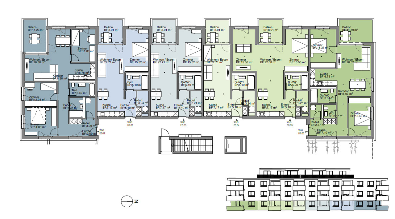 Grundriss Erdgeschoss Obergeschosse 1 + 2